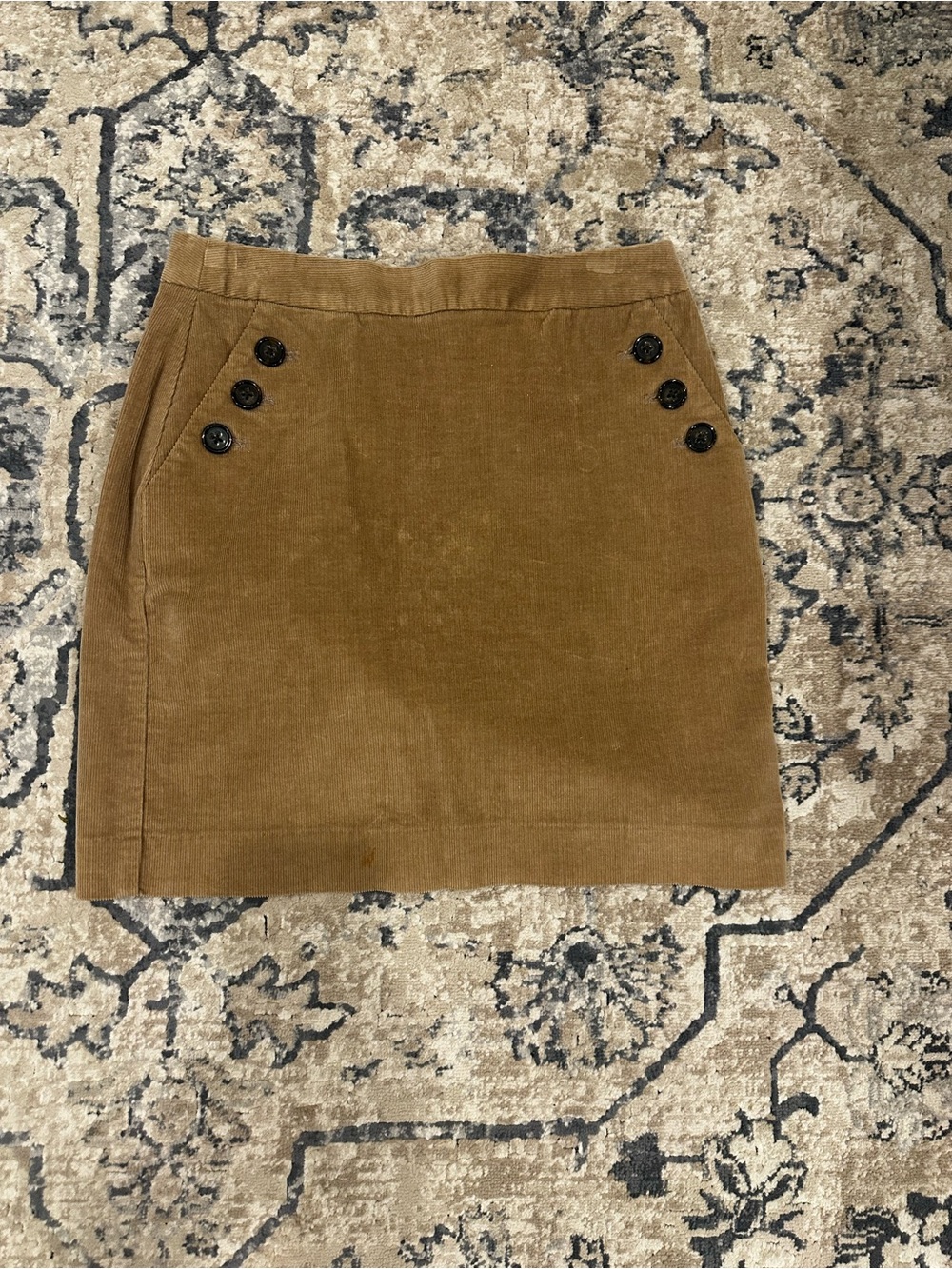 Corduroy Mini Skirt in Camel with Button Detail - size 0 - Banana Republic